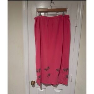 Johnny Was 2X Pink Berry Botanical Maxi Skirt Cotton Made in USA‎